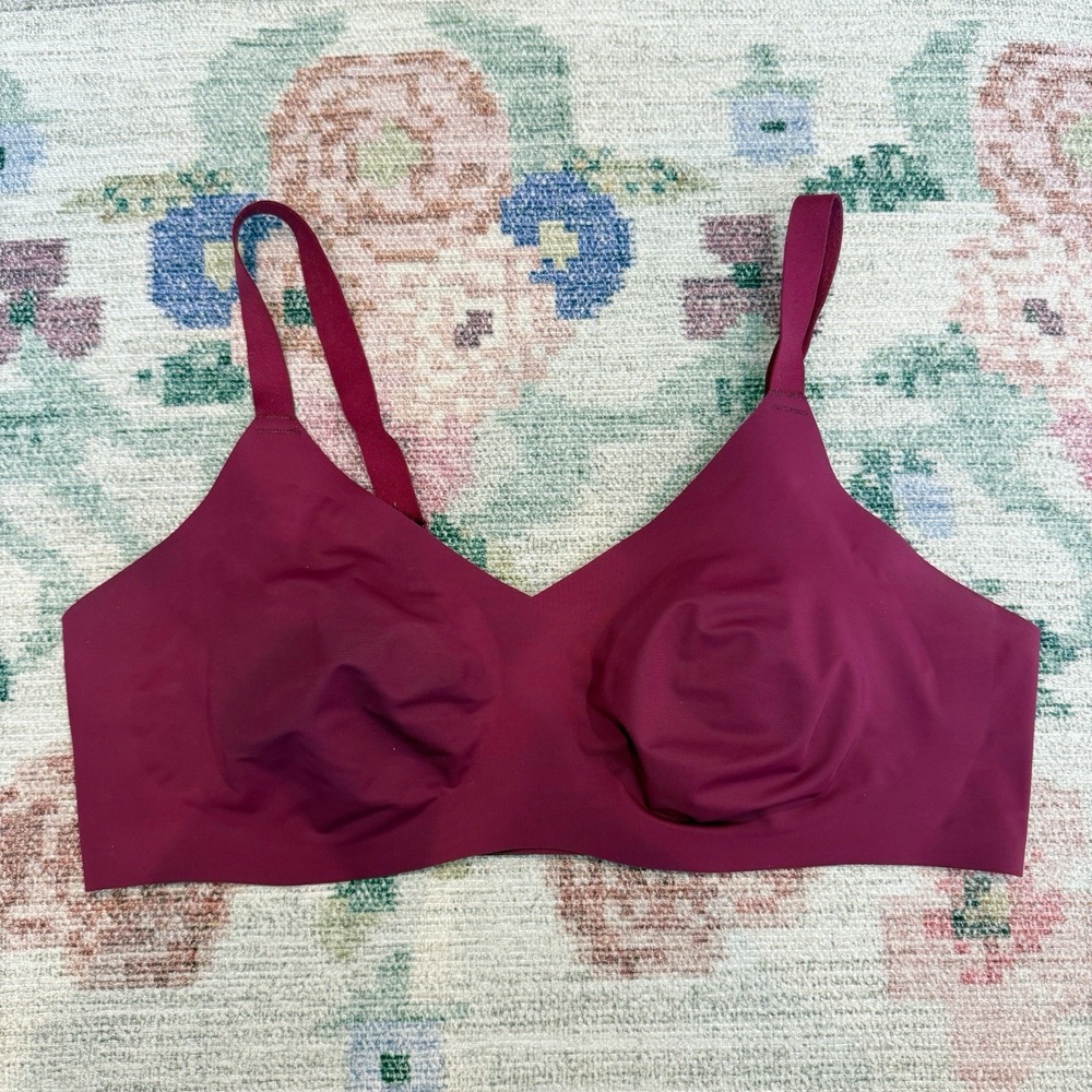 Knix Womens Padded V Neck Evolution Bra Size 5 Pink Wireless Comfort